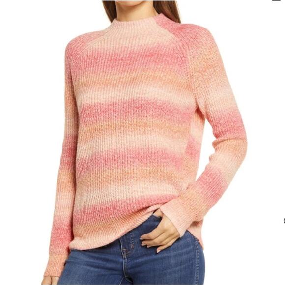 Caslon Striped Knit Pullover Sweater Size Large in Pink Space Dye NWT - Picture 4 of 6